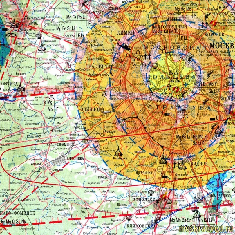 Карта аномалий Московской обл., фрагм.
