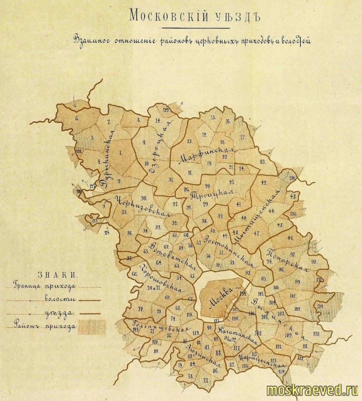 Карта приходов Московского уезда конец 19 века